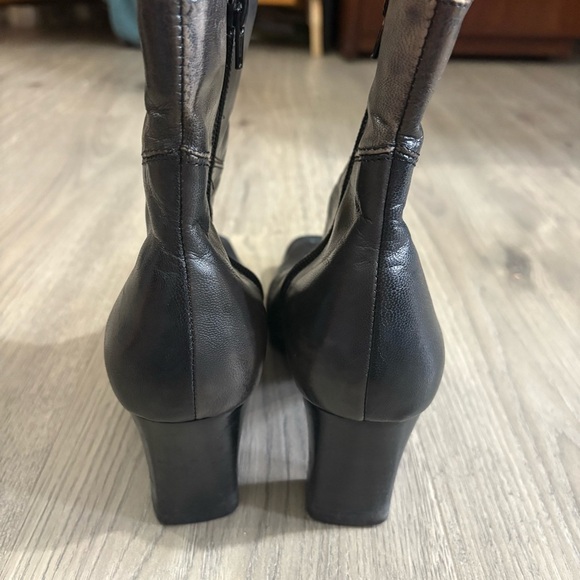 Liz Claiborne Flex Kildare Brown Black Patchwork Leather Ankle Boots Women Sz 8M - Picture 6 of 10